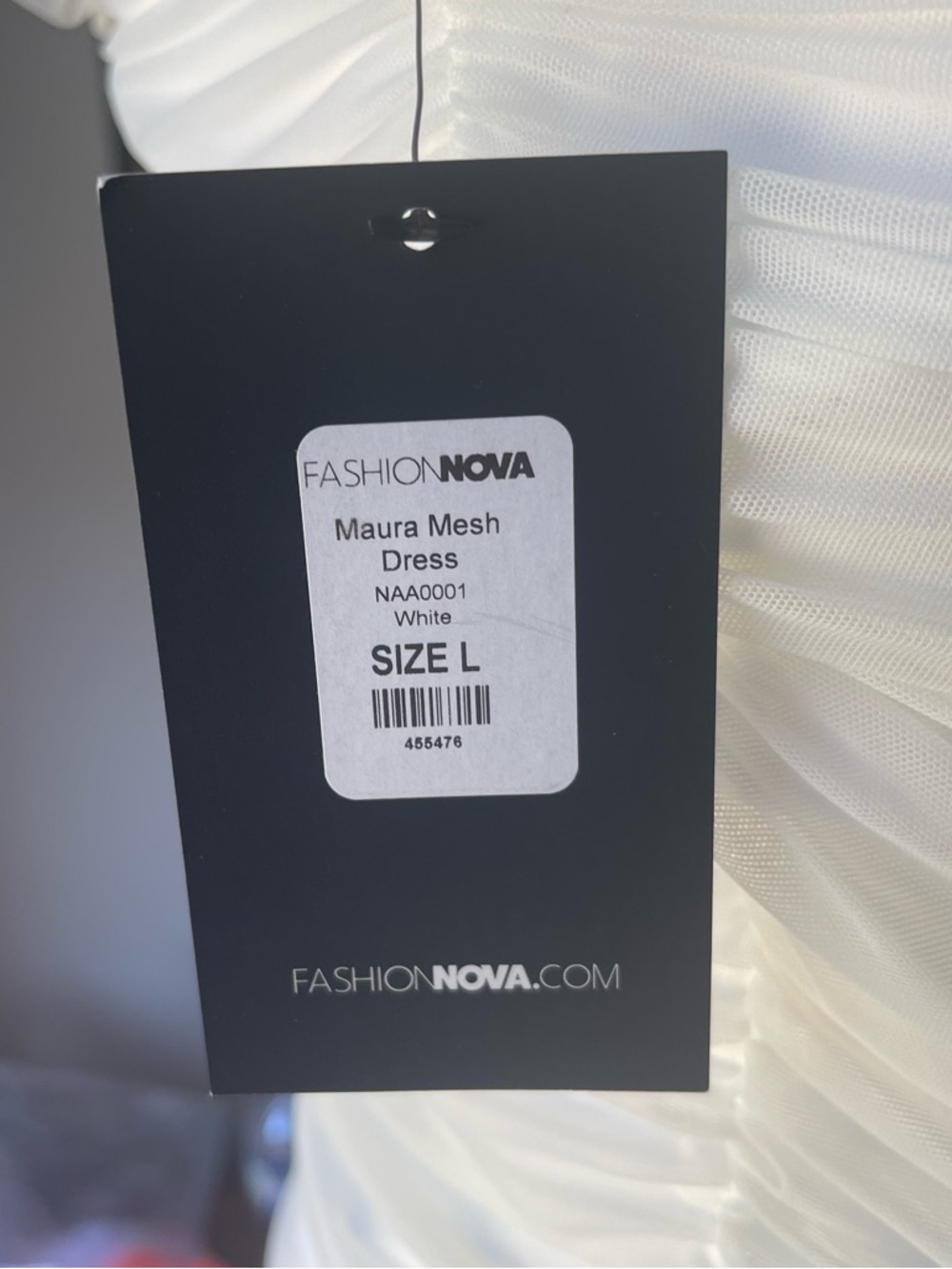 Fashion Nova Off-Shoulder White Ruched Lace-Up Mesh Bodycon Dress - Picture 6 of 6